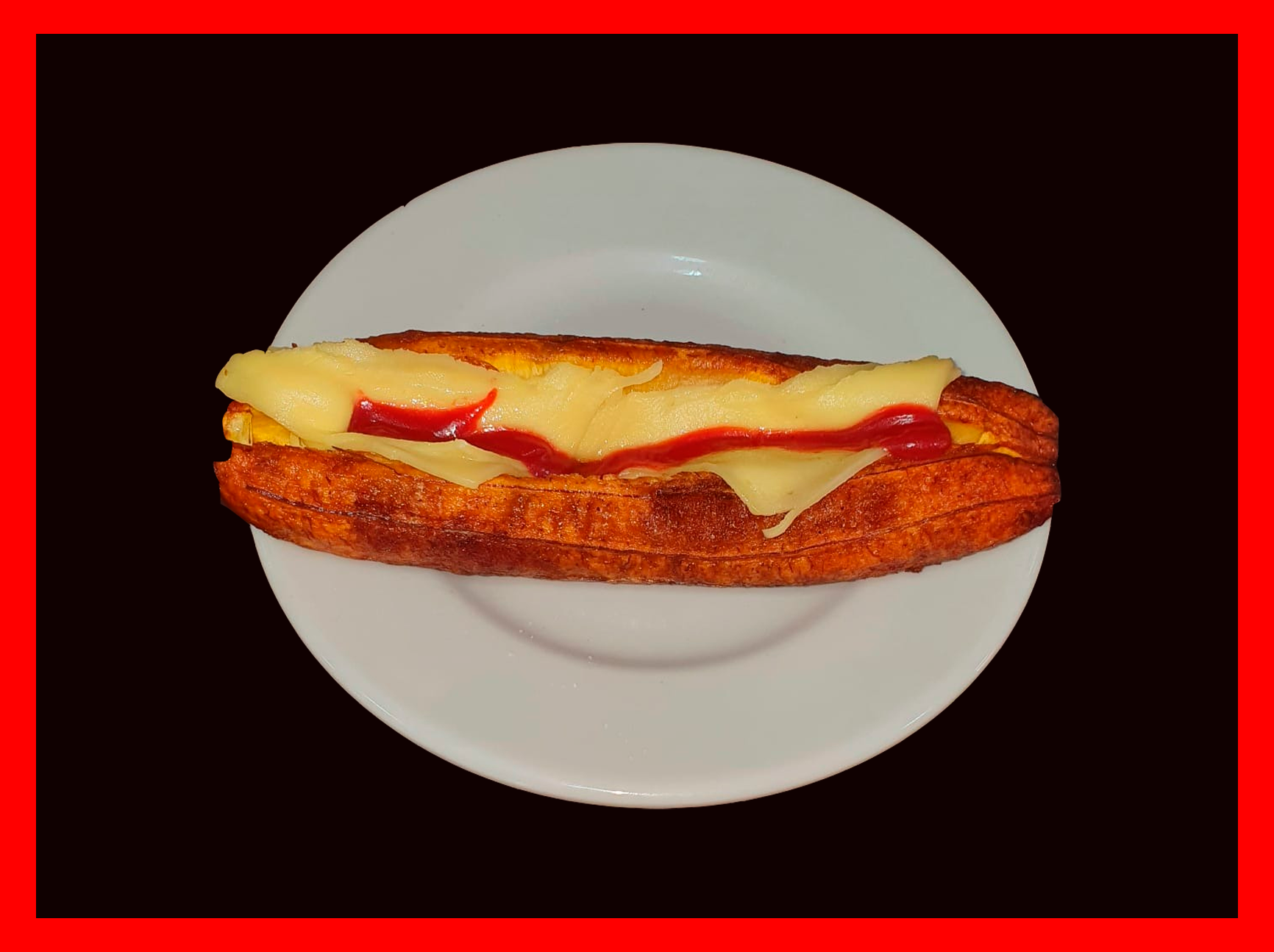 Platano con queso y bocadillo